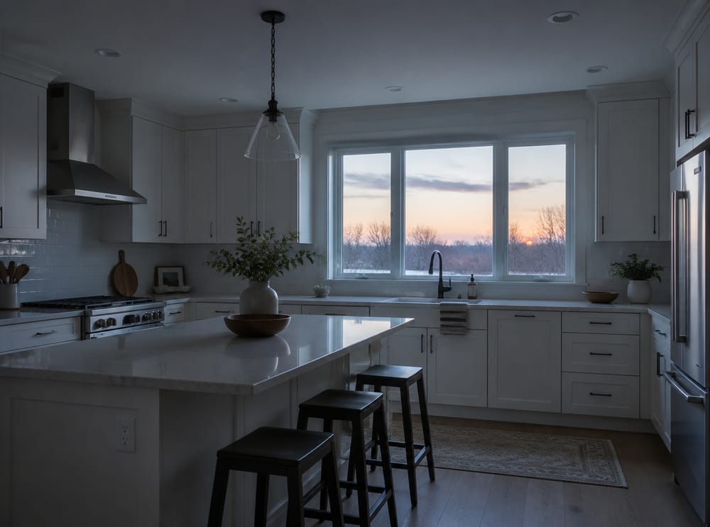 Luz natural del amanecer antes de la iluminación de tarea