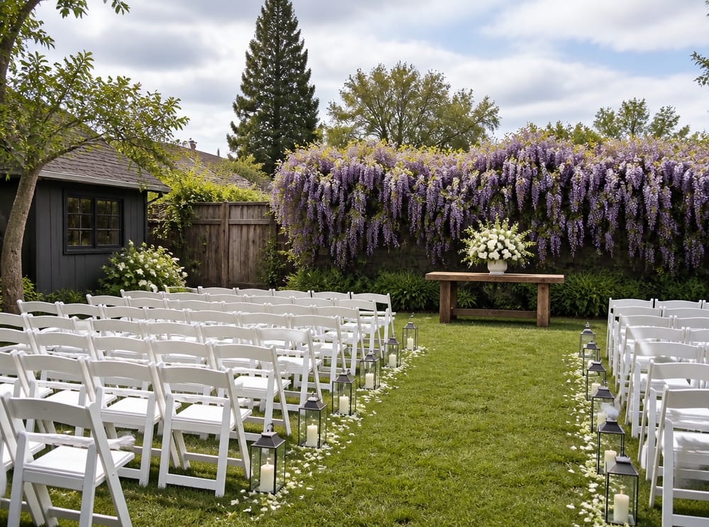 Wisteria wand als natuurlijke ceremonieachtergrond