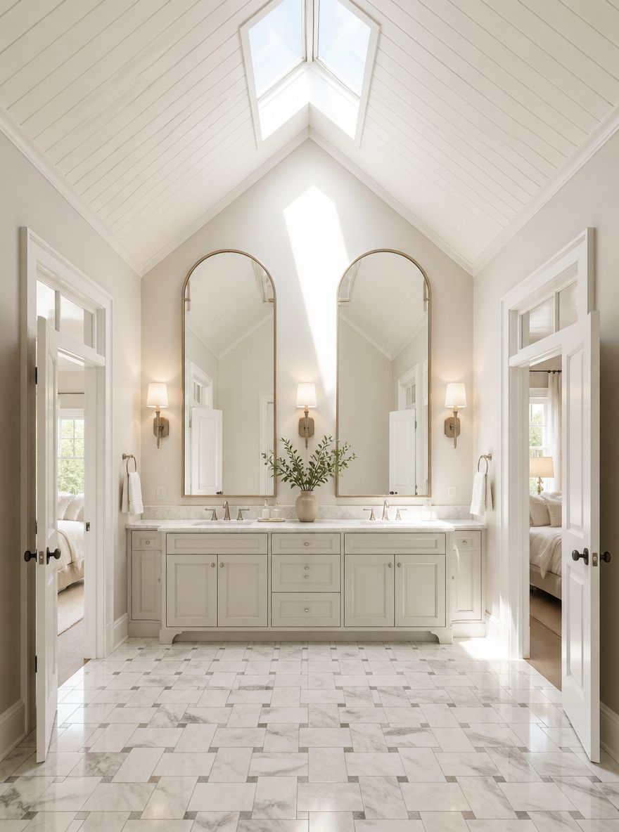 Soffitto a volta con specchi ad arco verso l’alto