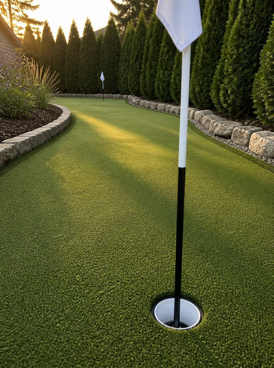 Uitzicht over de green vanaf de eerste hole