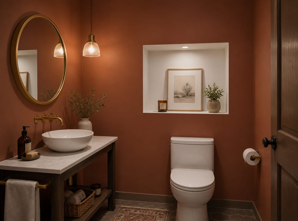 Tuvalet üzerinde terracotta tuvalet nişi