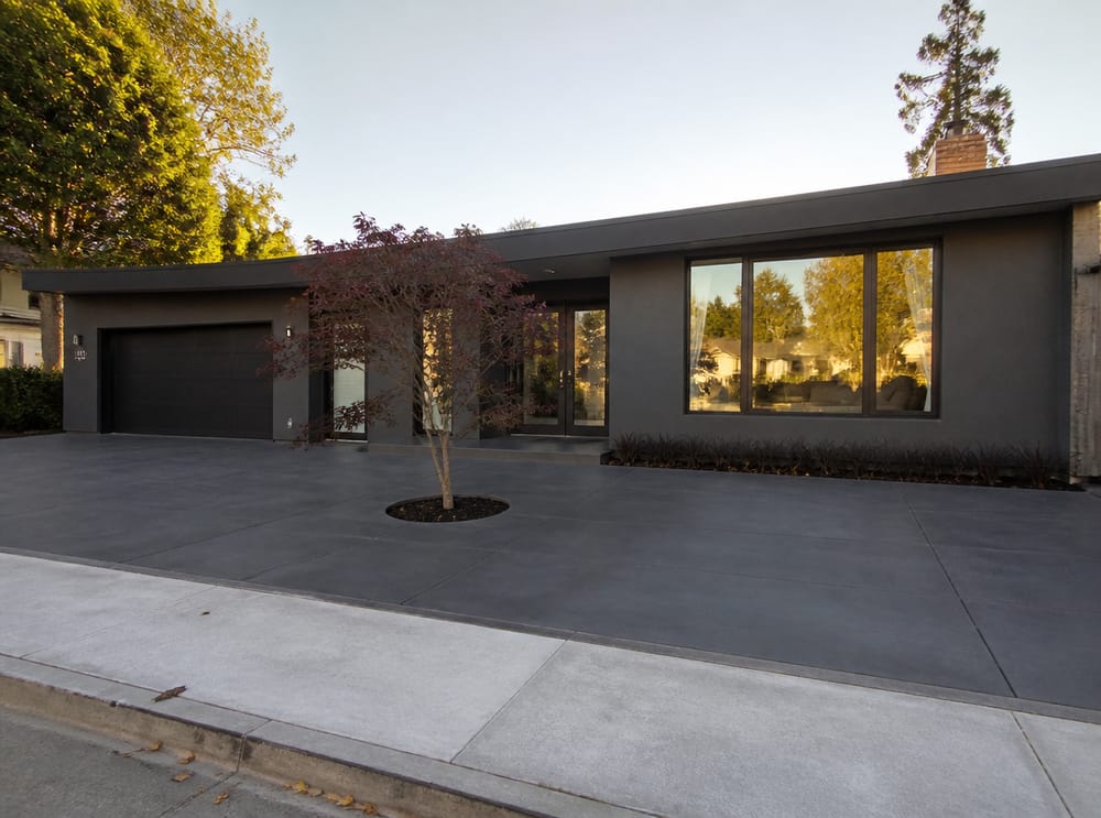Black mondo grass trench and Japanese maple cutout