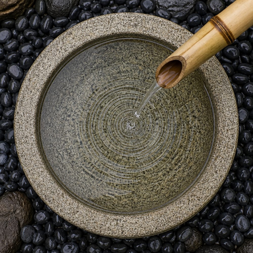 石钵中波纹涟漪俯瞰视角