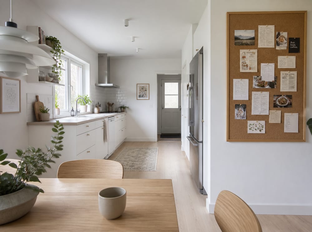 Pared de corcho junto al refrigerador