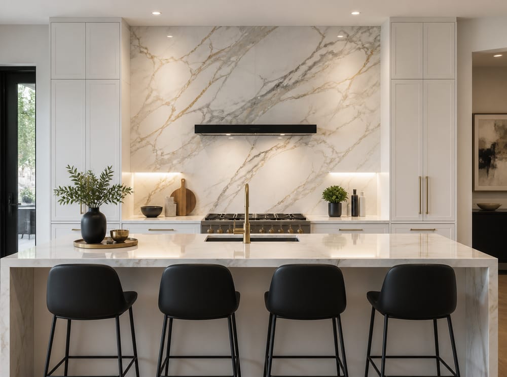 Placa de mármol mate como salpicadero y decoración de pared