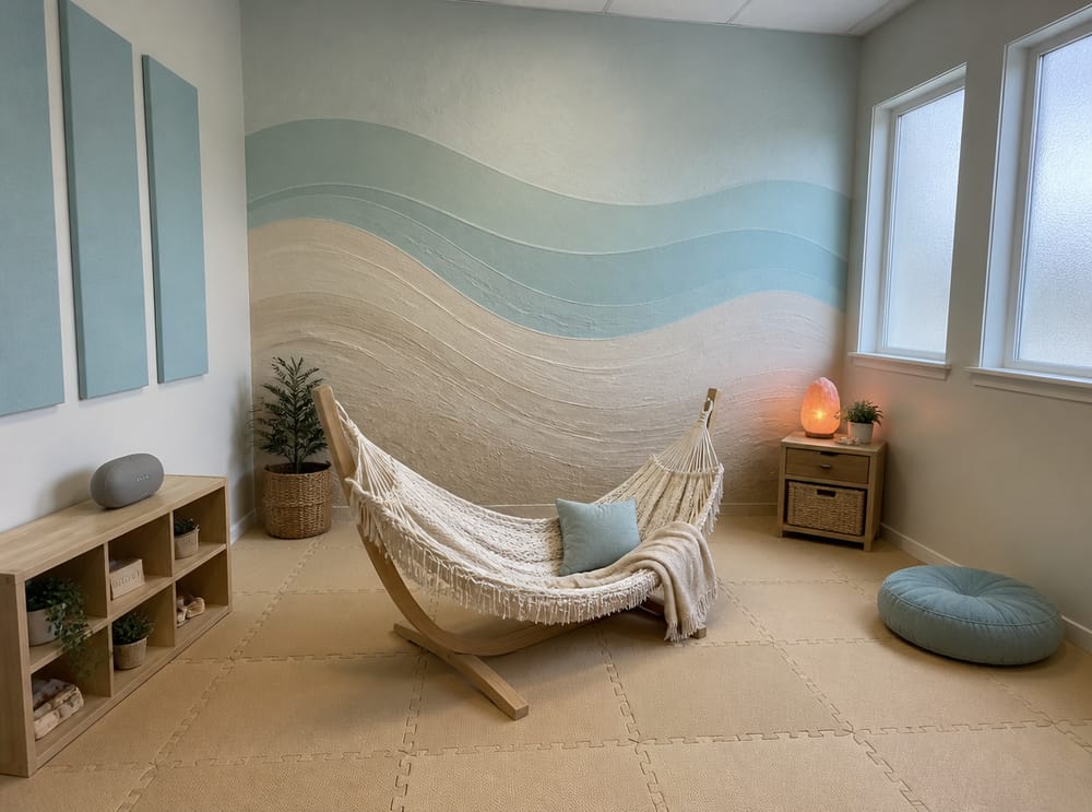 Cotton rope lounger beside a salt lamp