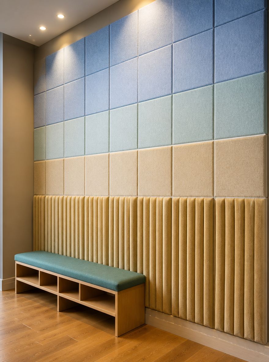 Gradient acoustic panel wall with varied pile depths