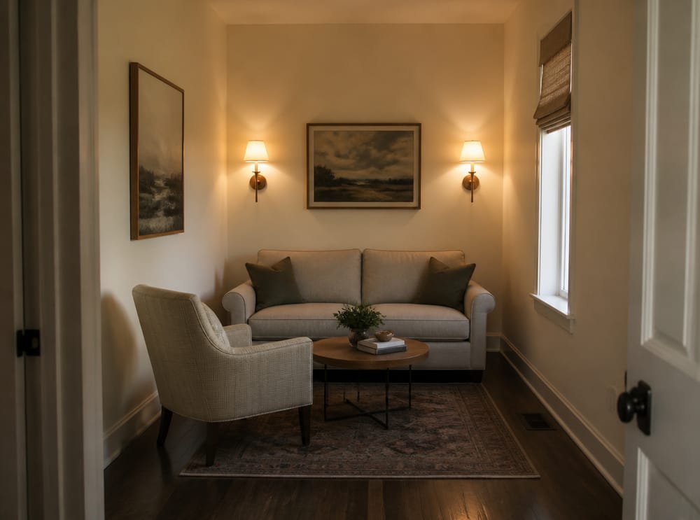 Loveseat and single chair in compact layout