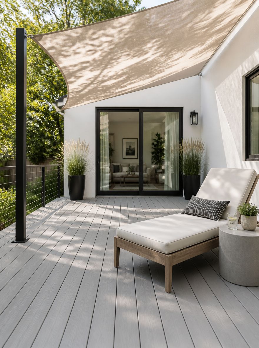 Telo ombreggiante che filtra la luce su una chaise longue