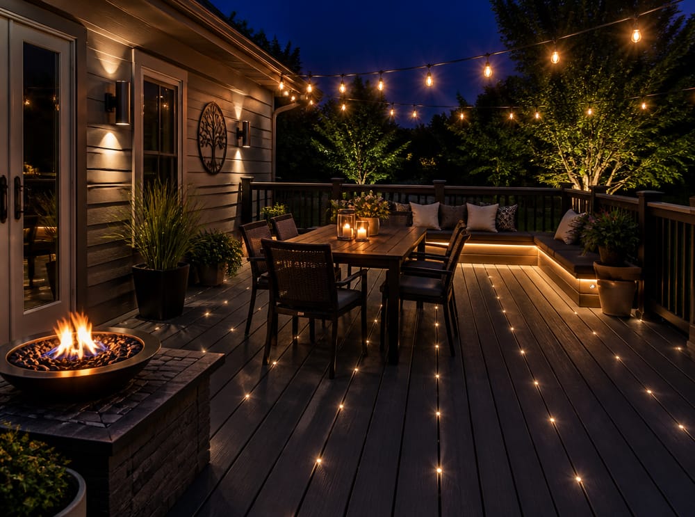 Illuminazione serale distribuita tra le zone del deck