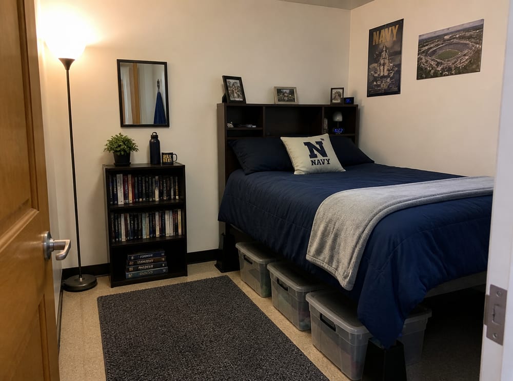 Storage headboard and under-bed bins for extra space