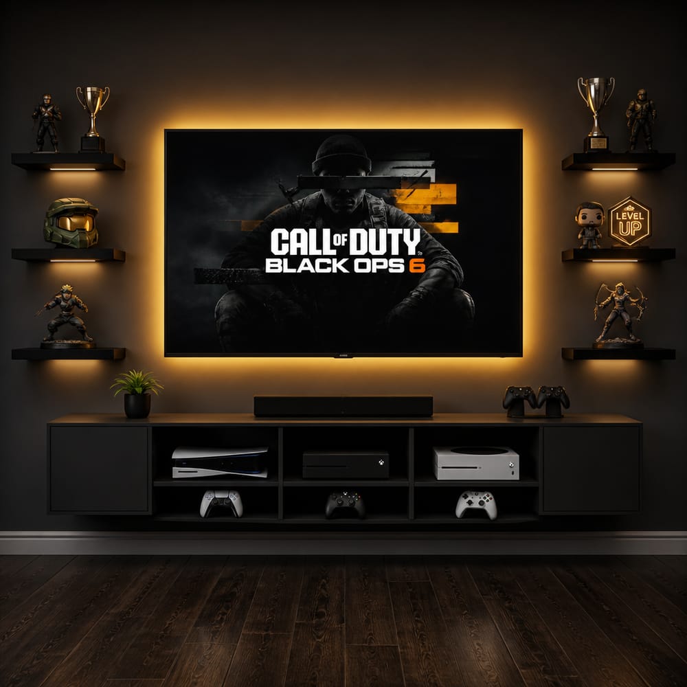 Muro de medios simétrico con halo LED