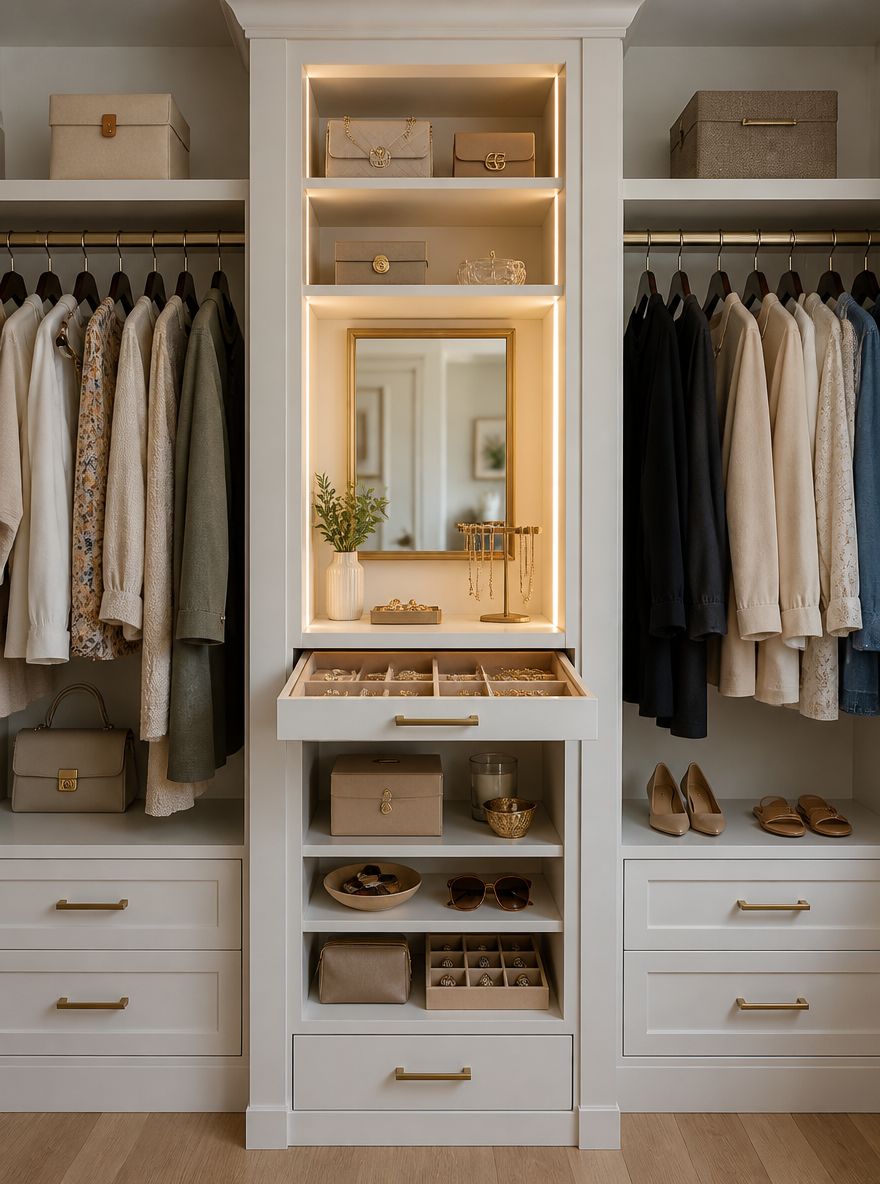 Módulo para accesorios entre secciones para colgar ropa
