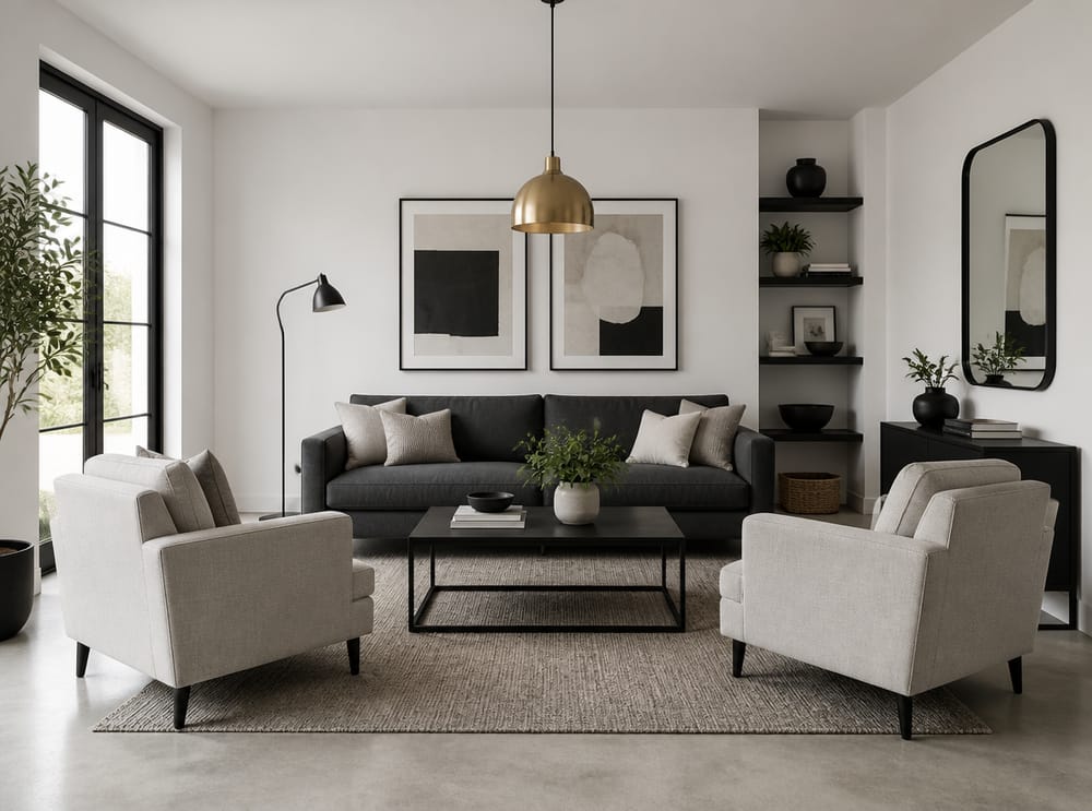 Fijaciones negro mate en diseño contemporáneo de asientos