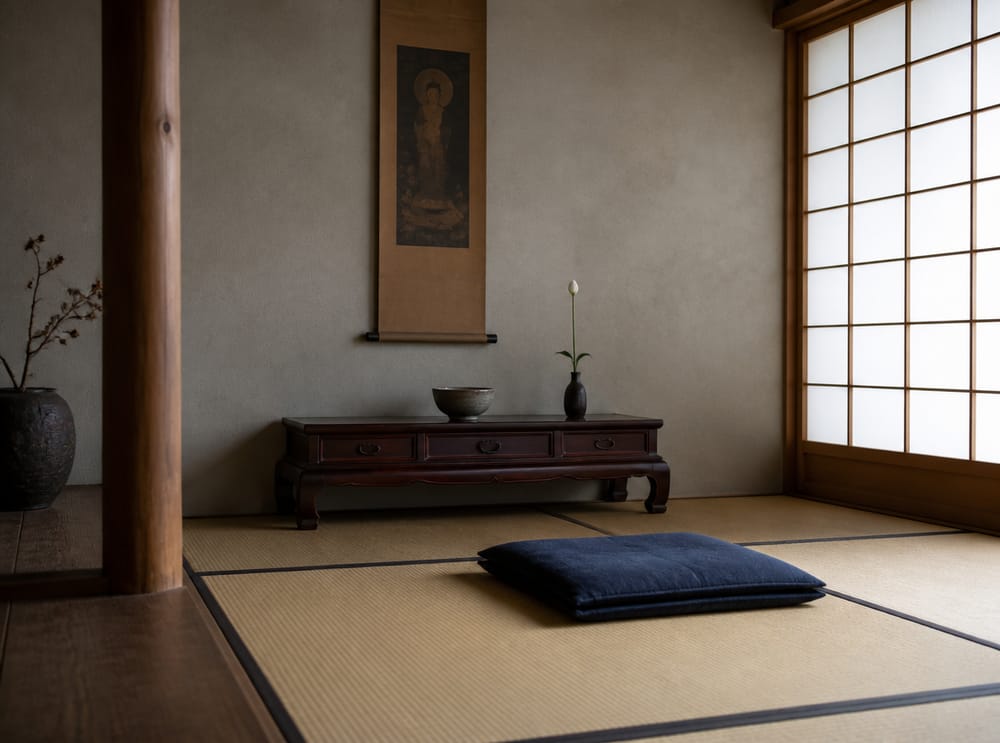 Tatami floor with lacquered altar and shoji
