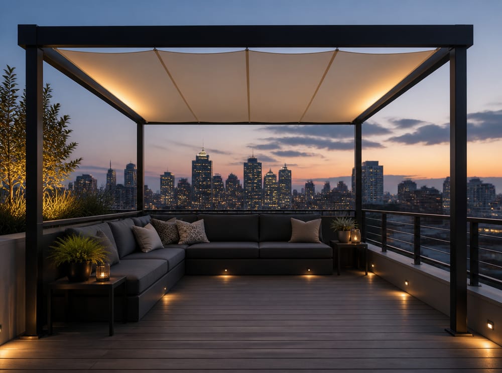 Gazebo a tensostruttura sulla terrazza panoramica