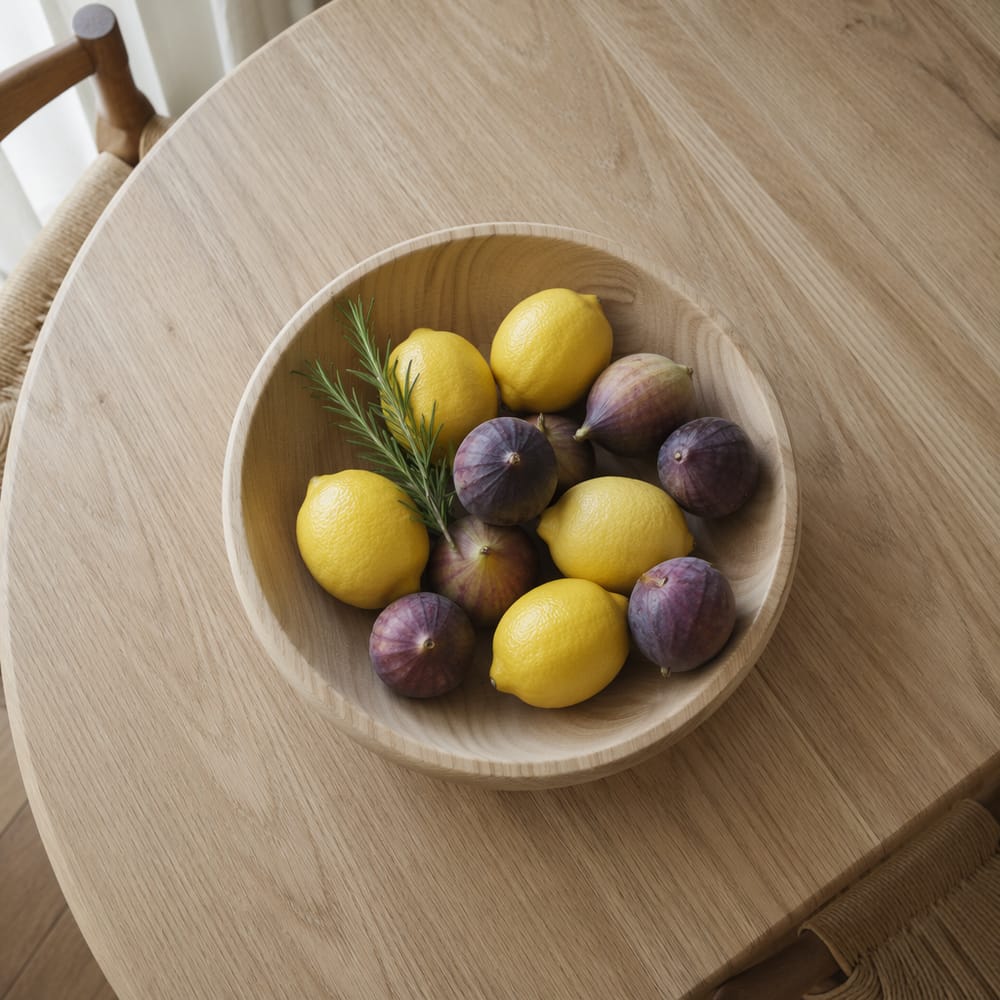 Cuenco de fresno con limones e higos