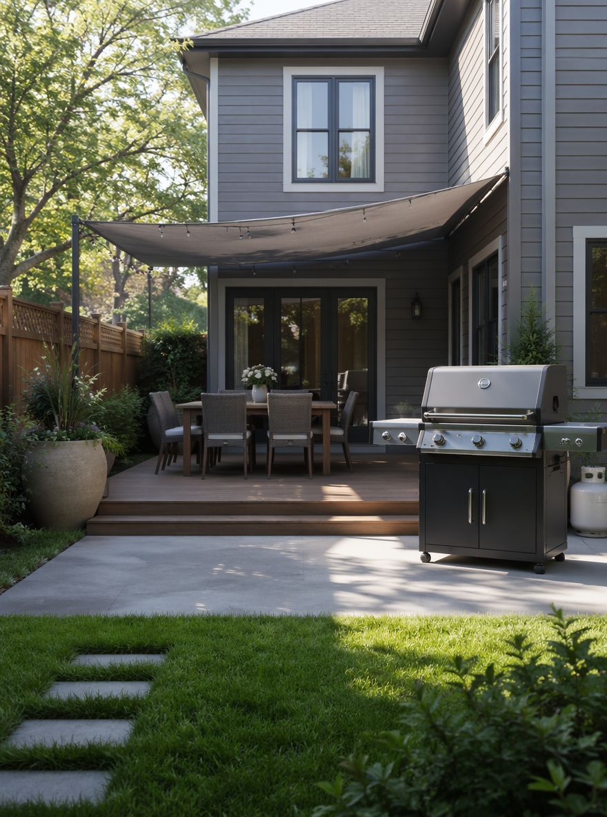 Grill på betonunderlag vendt mod terrasse