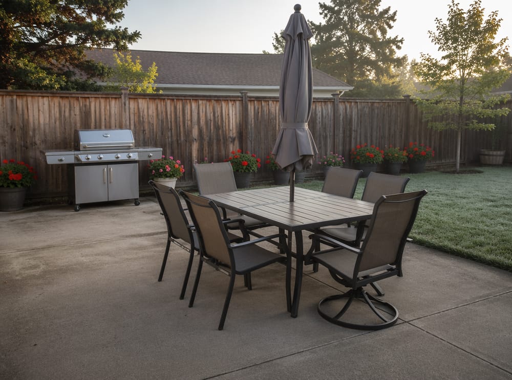 Morgensol på grillvogn og spisebord