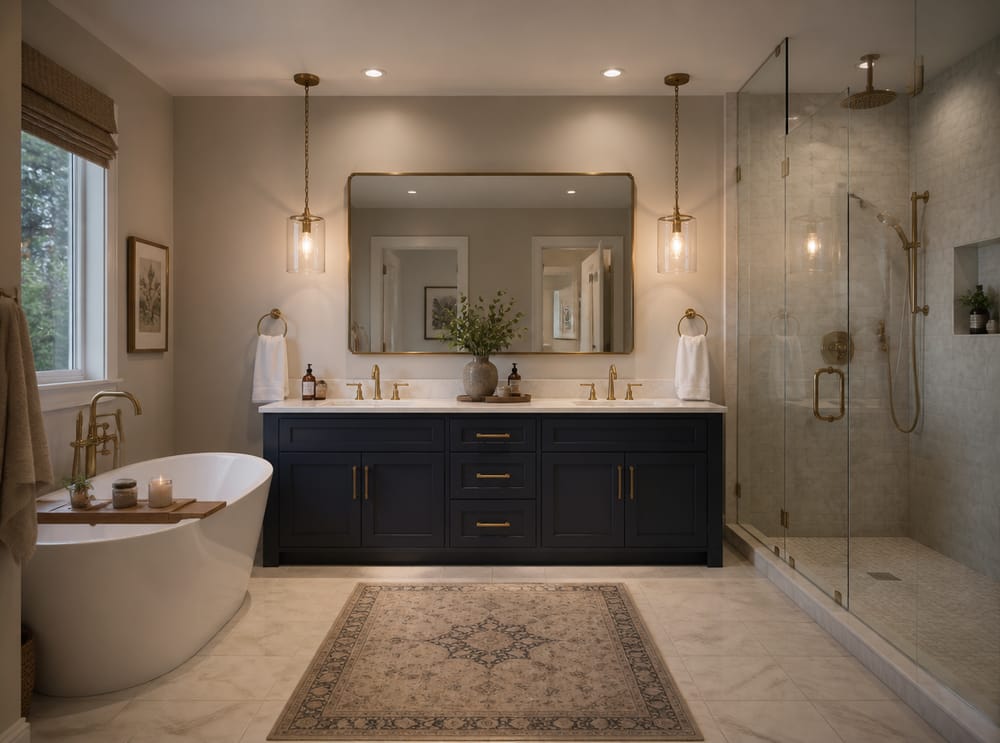 Pendant lights replacing traditional sconces at vanity