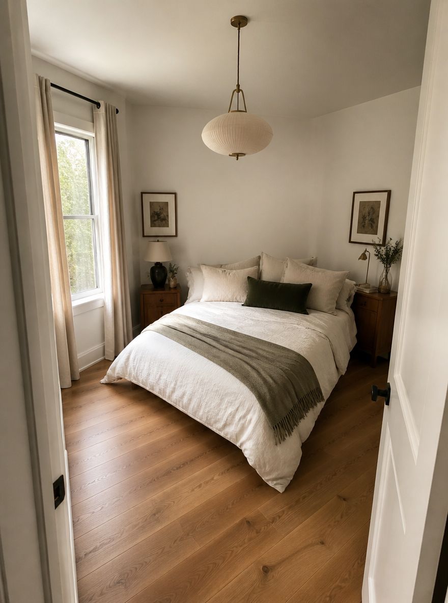 Diagonal bed placement in square room