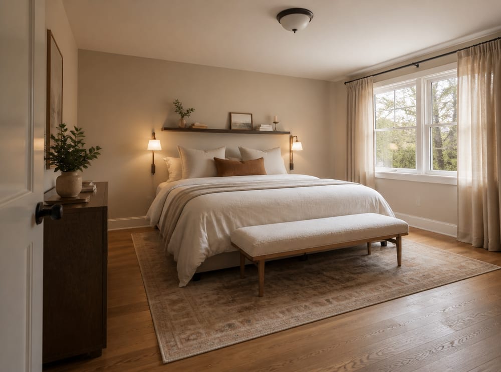 Open floor path from door to window