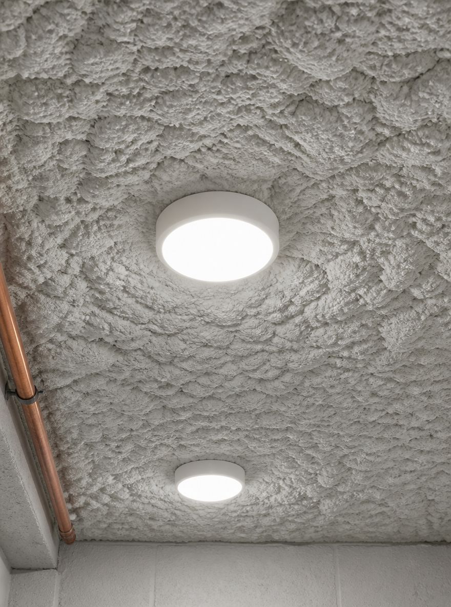 Soffitto acustico spruzzato con luci a superficie