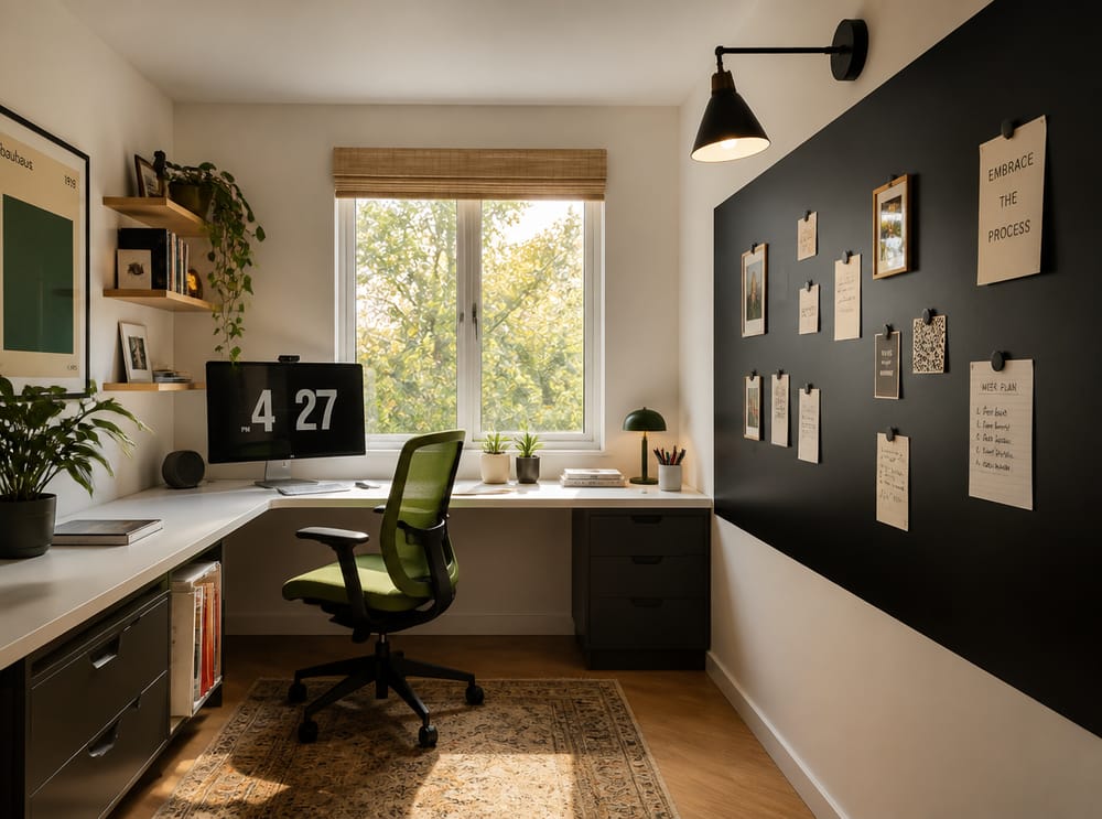 Matte black magnetic panel with pinned cards and notes