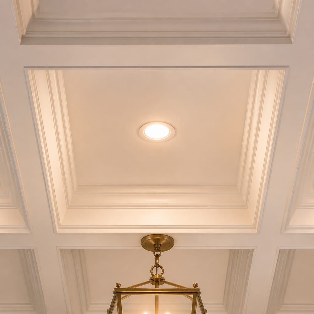 Profundidad de artesonado y detalle de iluminación empotrada