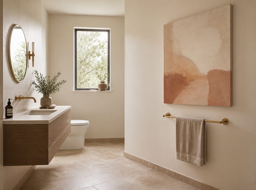 Lienzo terracota sin marco en pared minimalista derecha