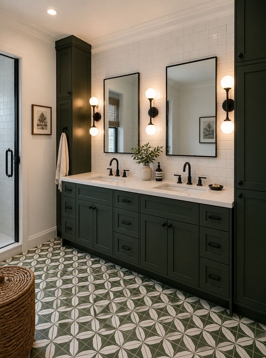 Mobile verde foresta a incasso con coppie di applique nere