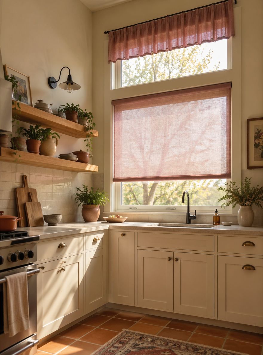 Tratamiento de cortinas de dos niveles en ventanas apiladas
