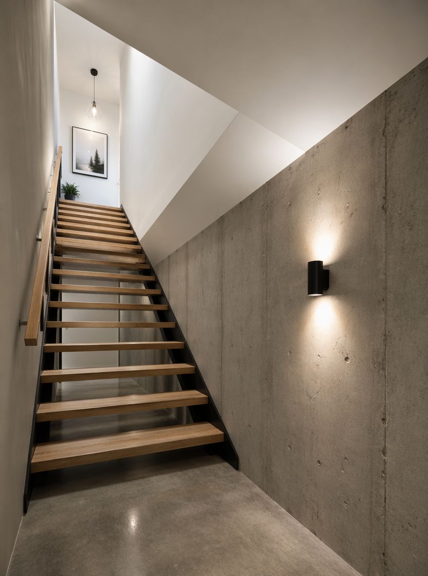 Soffitto in cartongesso inclinato segue la scala
