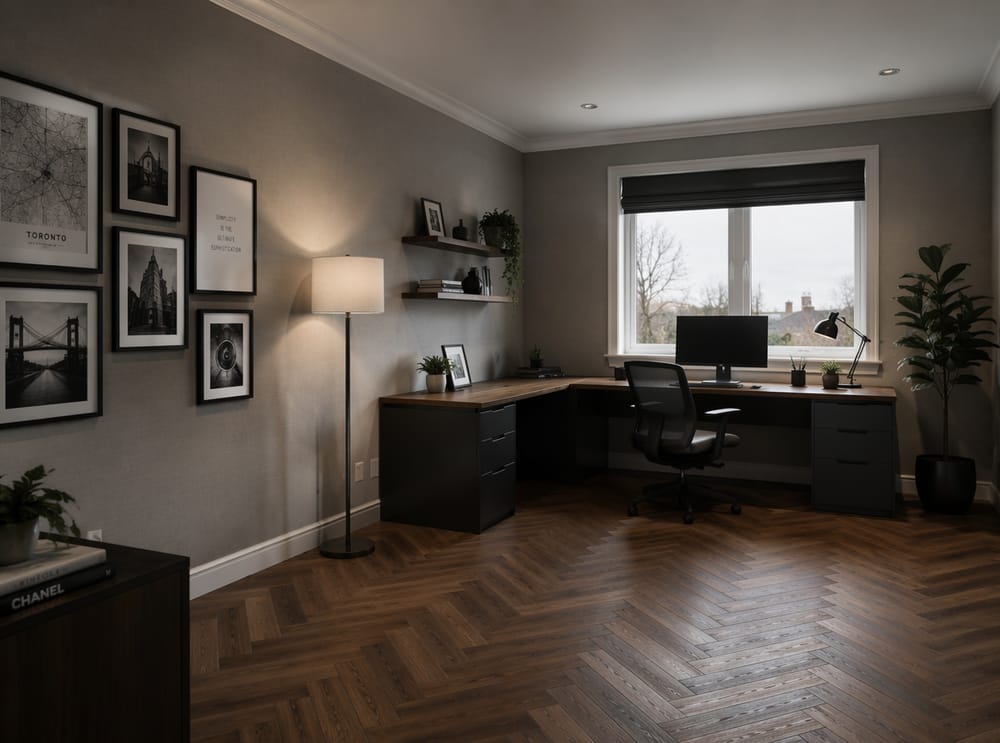 Warm gray walls with a gallery wall accent