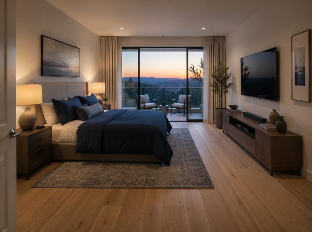 Cama preserva la vista hacia la puerta del balcón