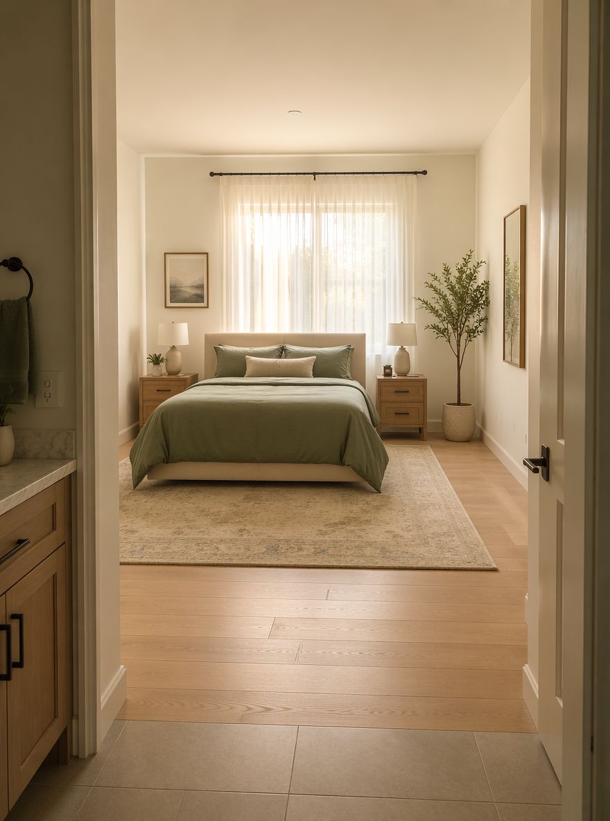 Espacio libre para circular en tres lados de la cama