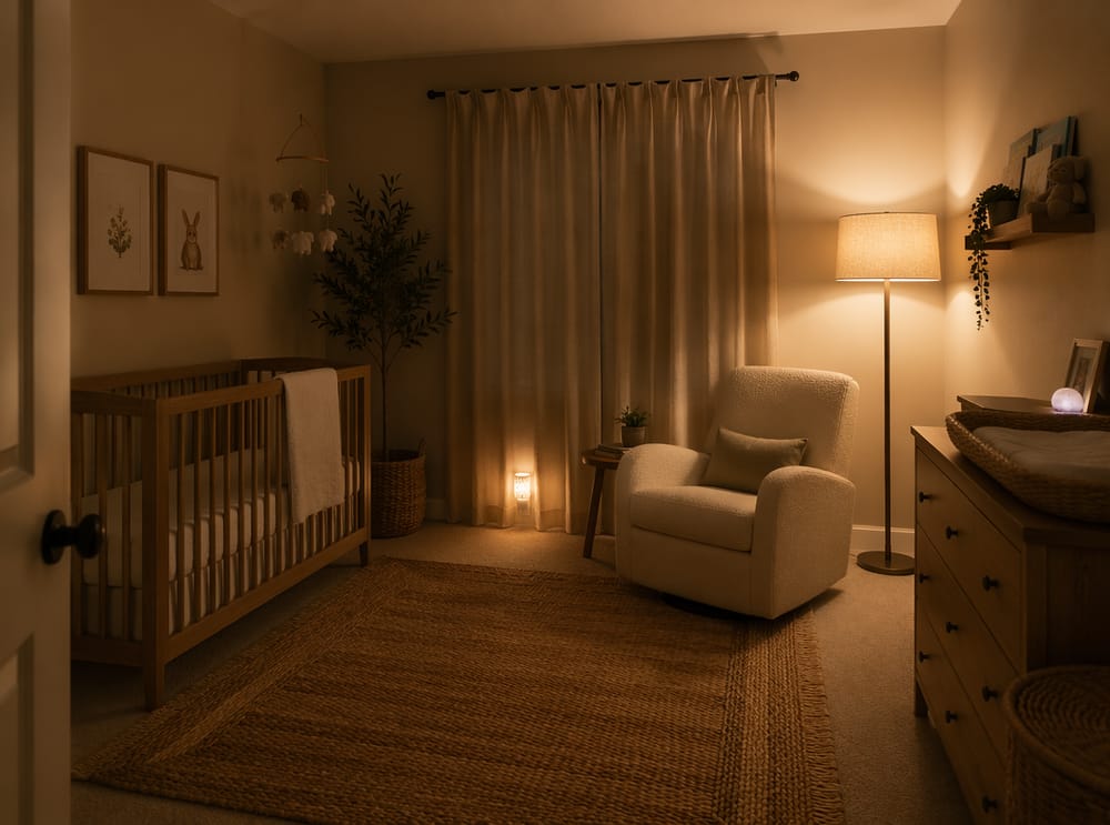Vrstvená lampa a noční světlo za šera