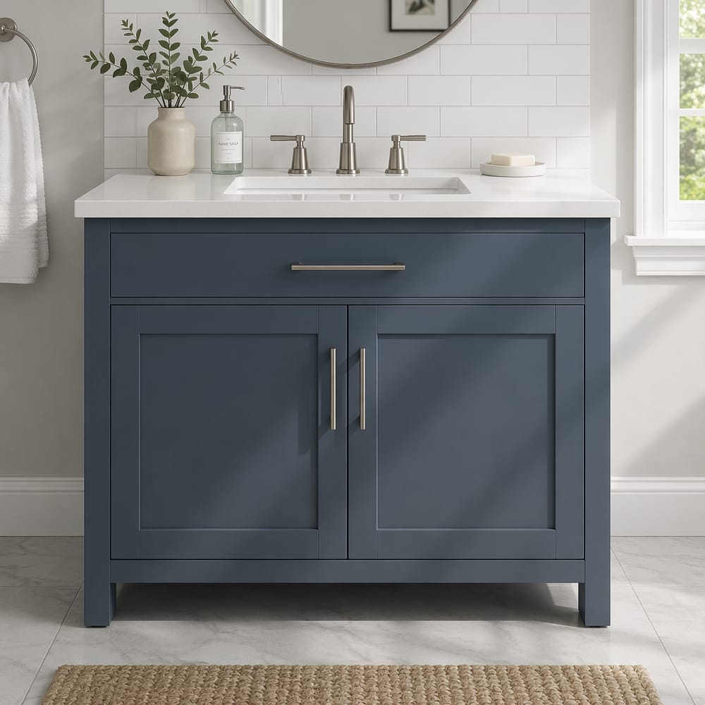 Mobile shaker blu ardesia con ferramenta in nickel spazzolato
