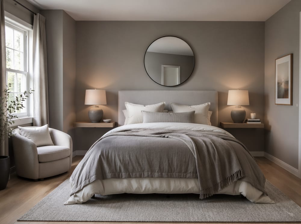 Specchio tondo sopra al letto al posto dei quadri tradizionali