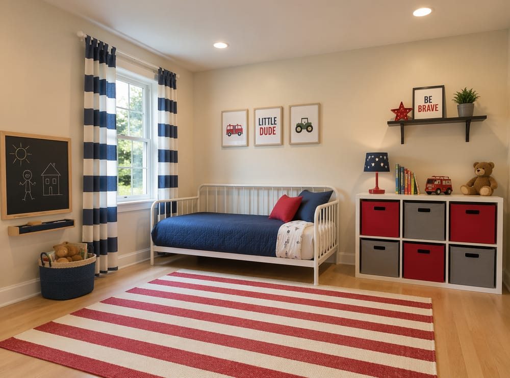 Cama de metal blanca mate con pared de pizarra