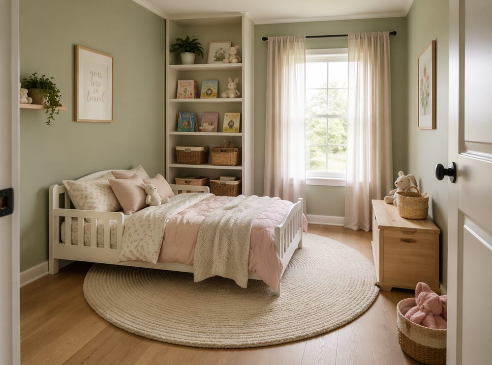 Cama baja para niña anclada a la pared más larga