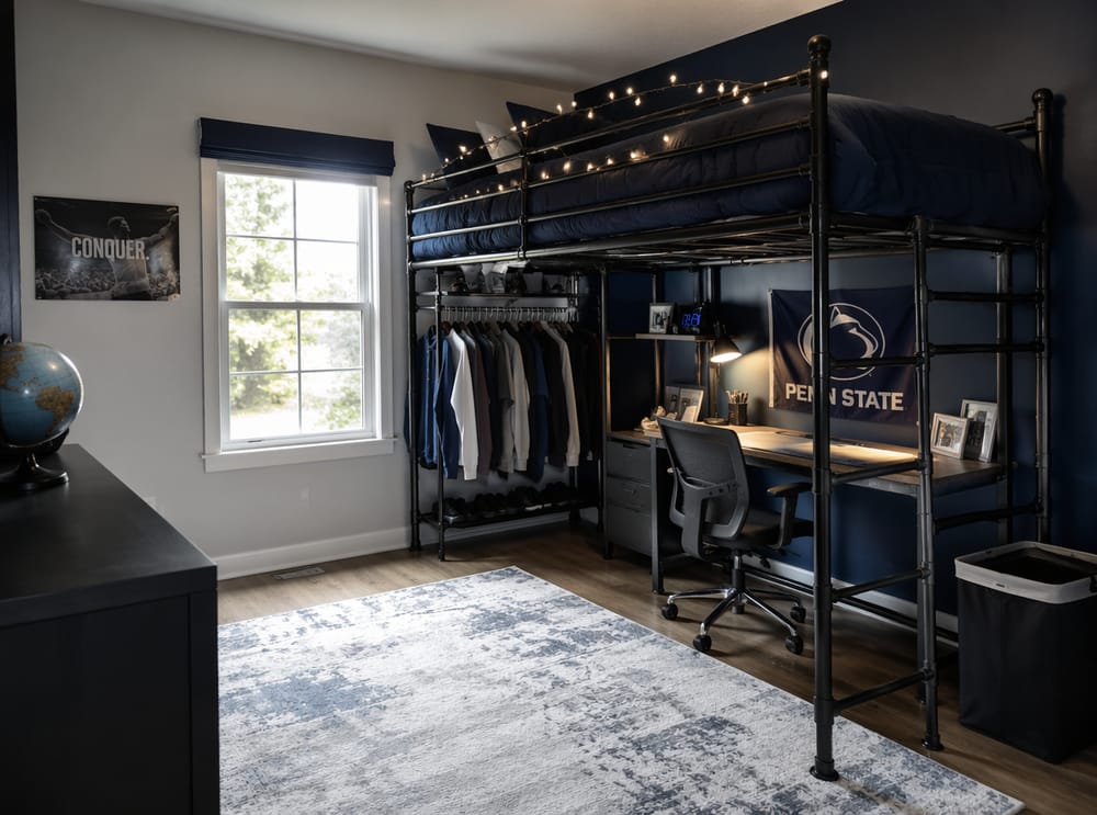 Loft çerçeve altında elbise askısı