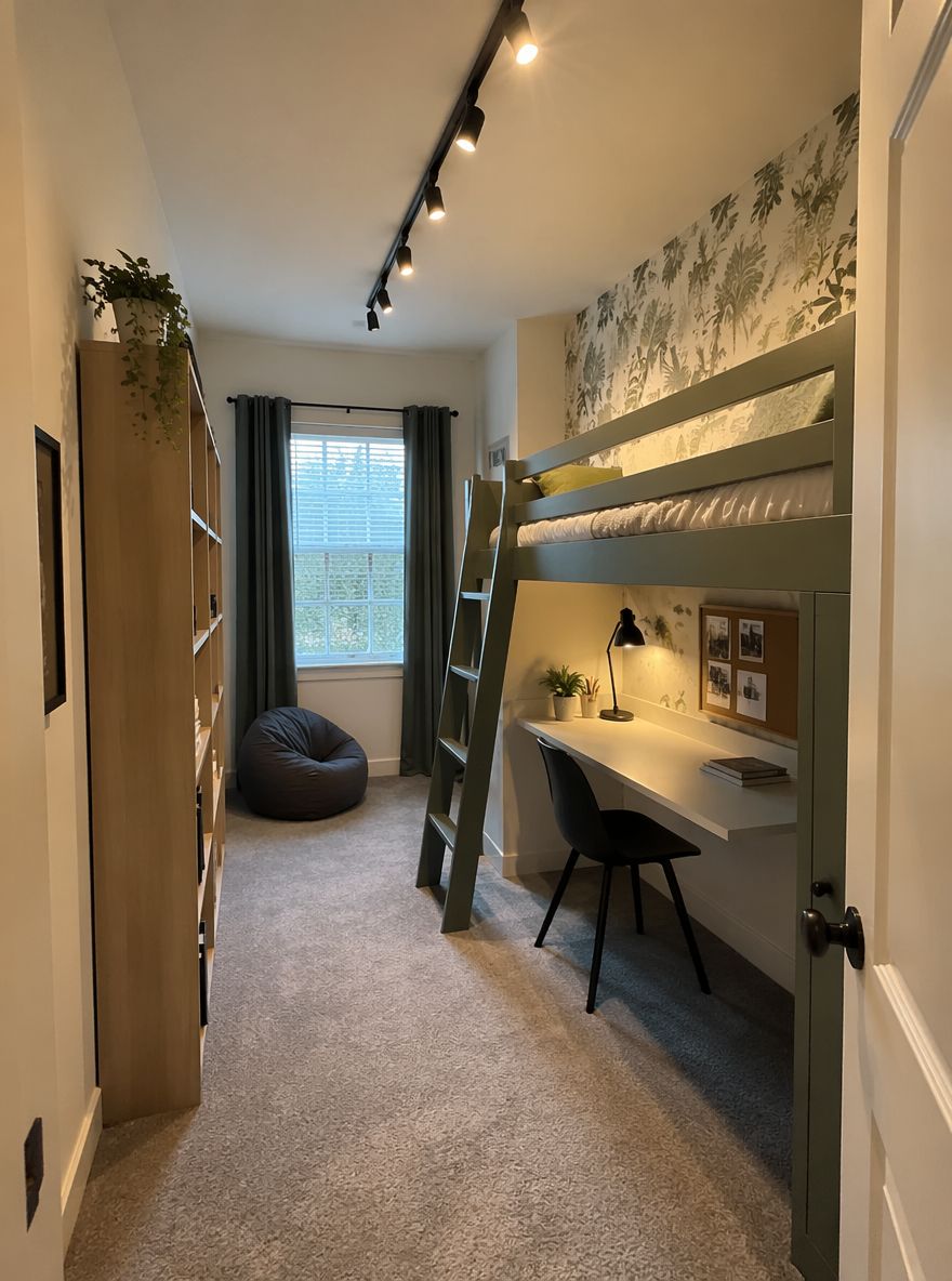 Altında katlanabilir masalı loft yatak