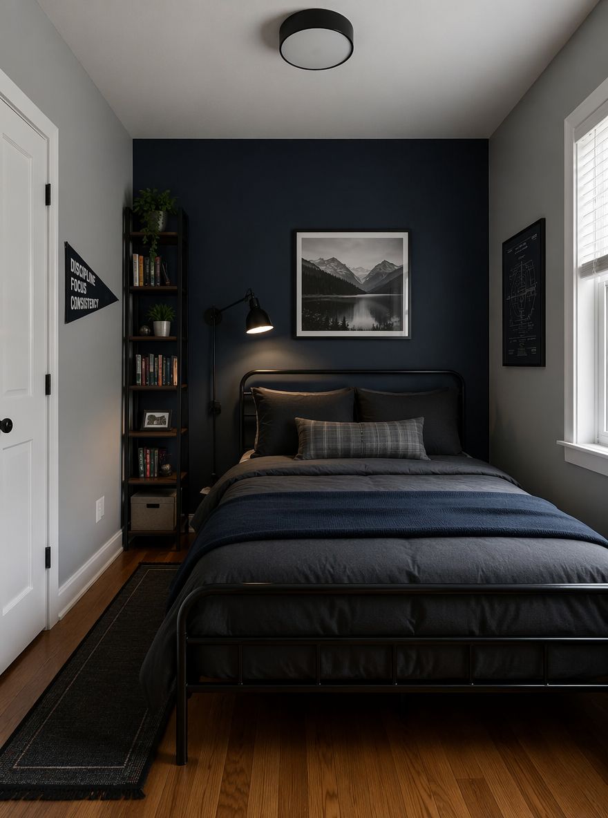 Parete blu navy con luce da lettura orientabile