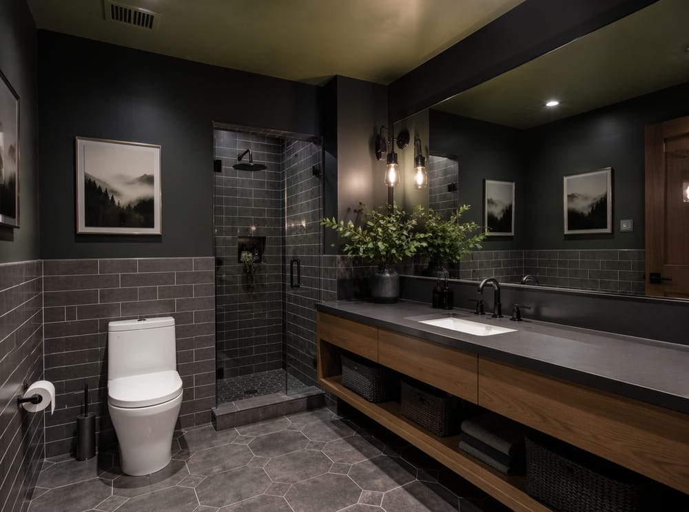 Espejo de pared completa abre el baño color carbón
