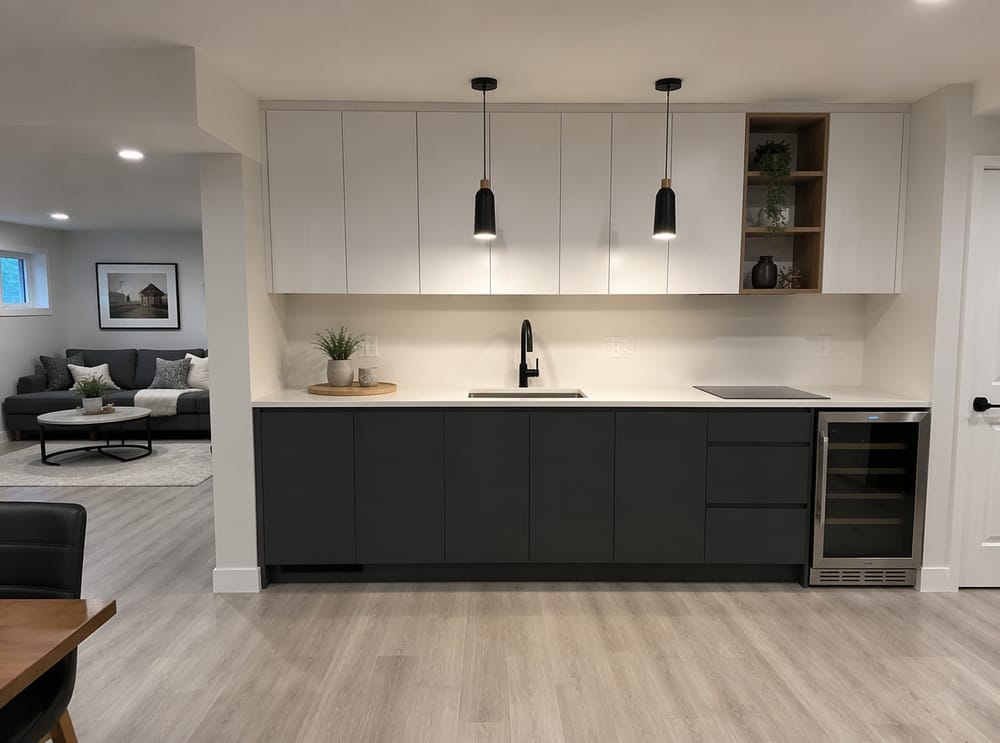 Pensili bianchi opachi sopra base cucina antracite