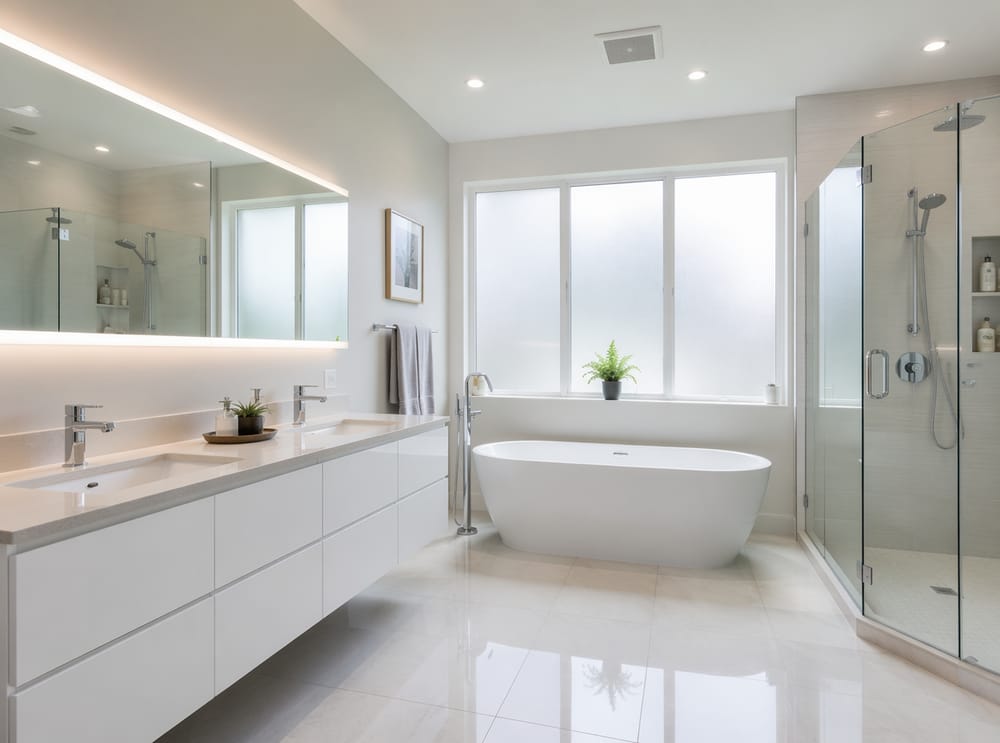 Light-filled room with large frosted back window