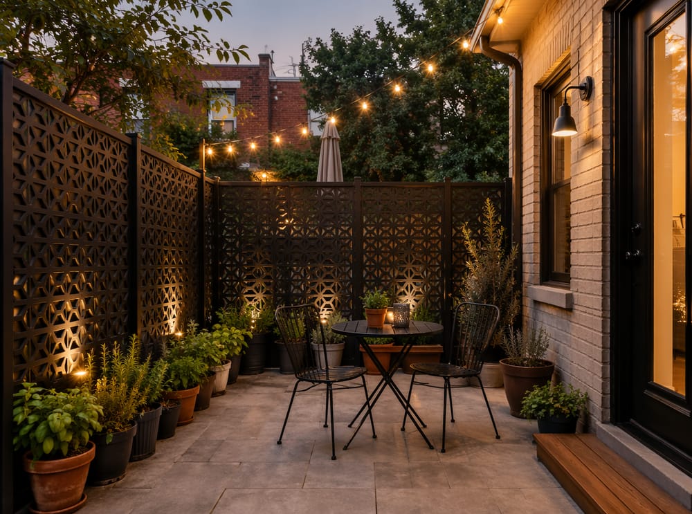Laserudskåret stålhegn på byterrasse