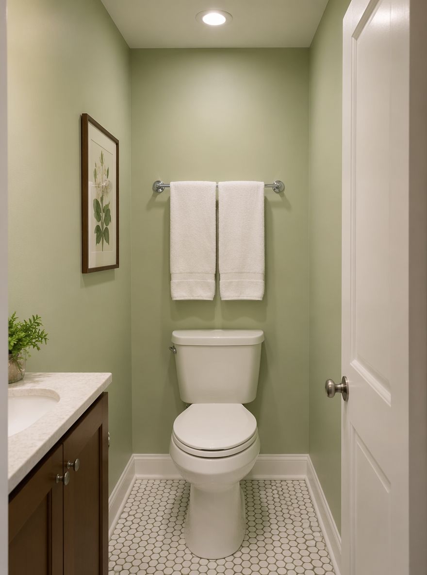 Barra a muro sopra il WC in bagno verde chiaro