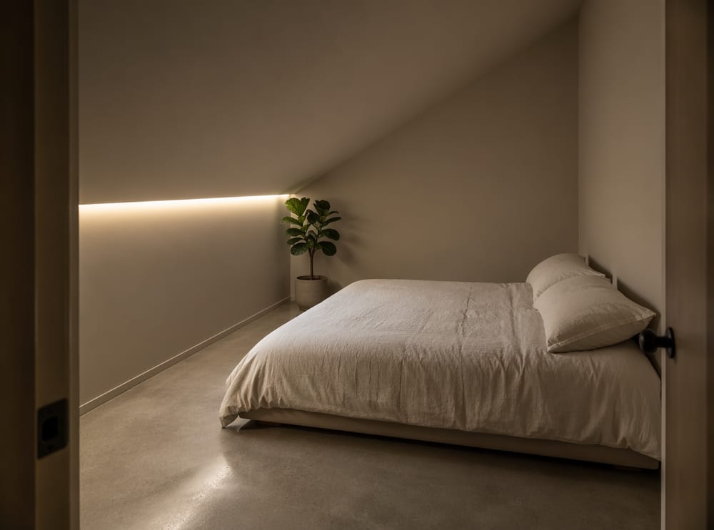 Recessed channel light washing the knee wall below